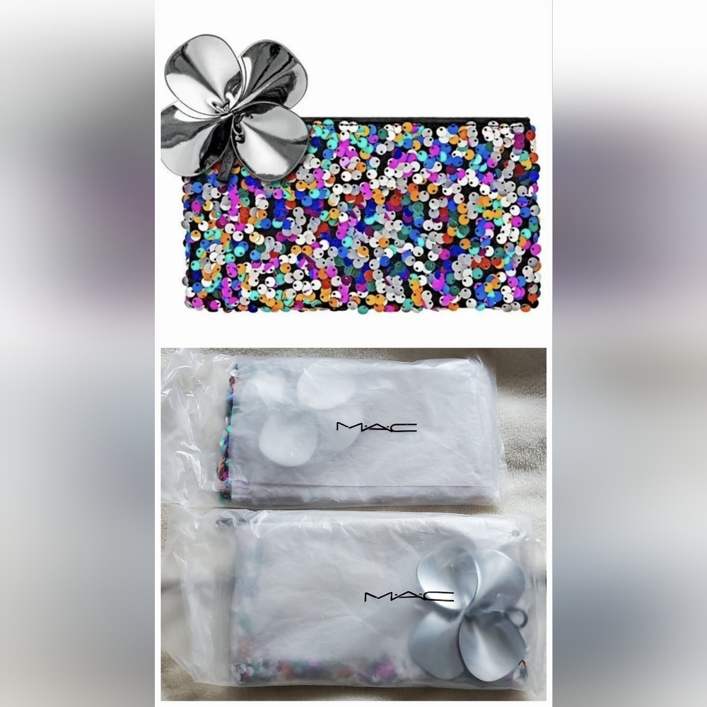 NEW MAC Cosmetics Shiny Pretty Things Sequin Makeup Bag Pouch Clutch Travel